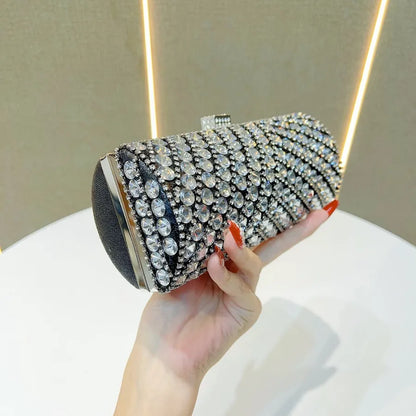 Elegant Evening Clutch Bag Women's High-End Rhinestone Decorated Dress Bag Full Diamond Bag French Bread Bag Banquet Bag