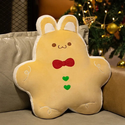 Christmas Decorative Cushion Santa Claus Toy Apple Peaceful Fruit Christmas wreath Cushion Gingerbread Man Cartoon Style
