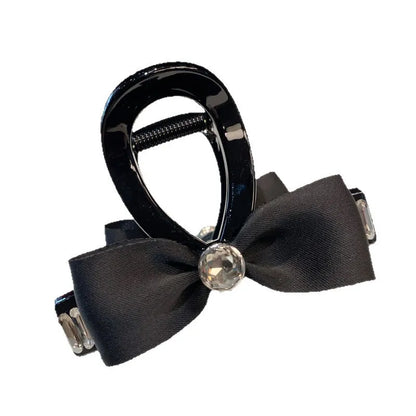 Black Fabric Medium Butterfly Knot Hair Clip Sweet Half Updo Hair Clip Women's Headwear Casual Style Hair Accessories