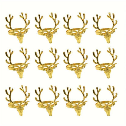 Fashionable Electroplated Christmas Deer Head Sacrificial Festival Sheep Head Bull Head Iron Napkin Rings  Style