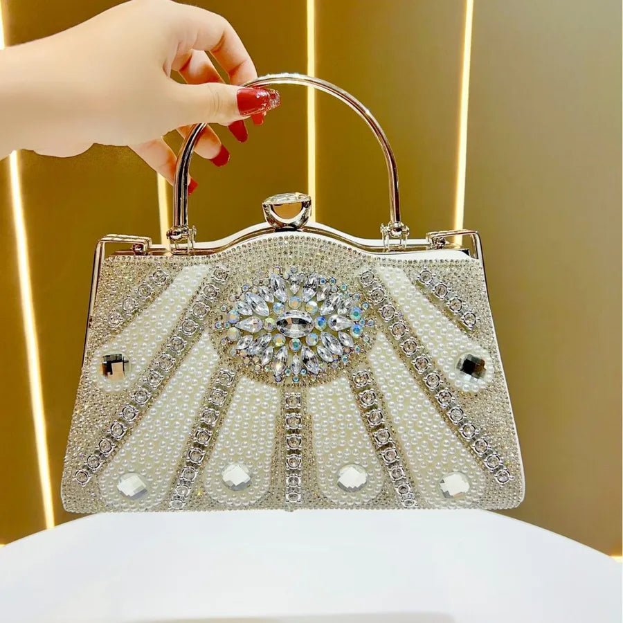 New Elegant Large Capacity Women's Bag Luxury Crossbody Dinner Bag KTV Princess Versatile Square Bag Fashion Lock Buckle Diamond