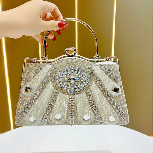 New Elegant Large Capacity Women's Bag Luxury Crossbody Dinner Bag KTV Princess Versatile Square Bag Fashion Lock Buckle Diamond