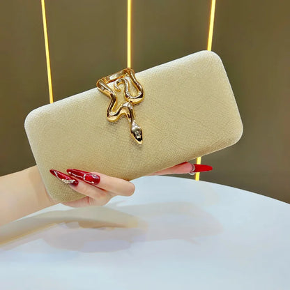 Fashionable Velvet Clutch Bag With Snake Lock For Dinner Party Versatile Crossbody Bag Elegant Evening Handbag Women's Purse