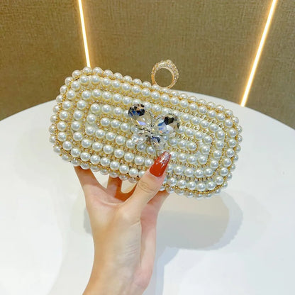New Large Capacity Diamond Embedded Clutch Bag Fashionable Pearl Evening Bag For Parties And Dinners Ladies Handbag