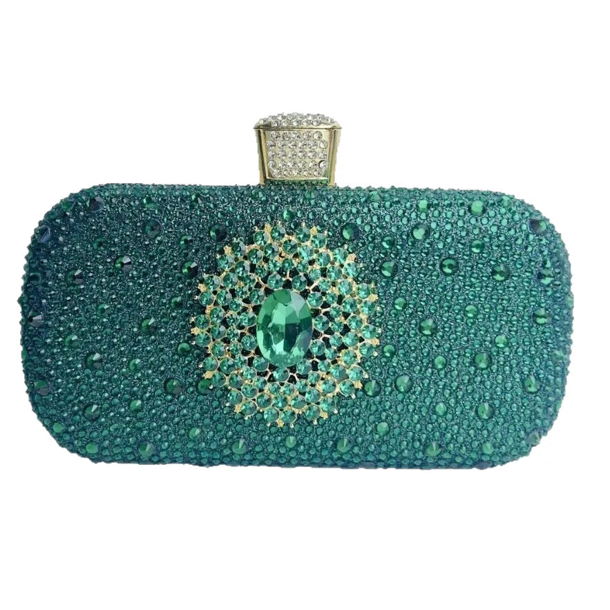 Elegant Diamond Embedded Evening Bag For Women Luxury Clutch Chain Handbag Square Polyester Full Of Sparkle Small Handbag