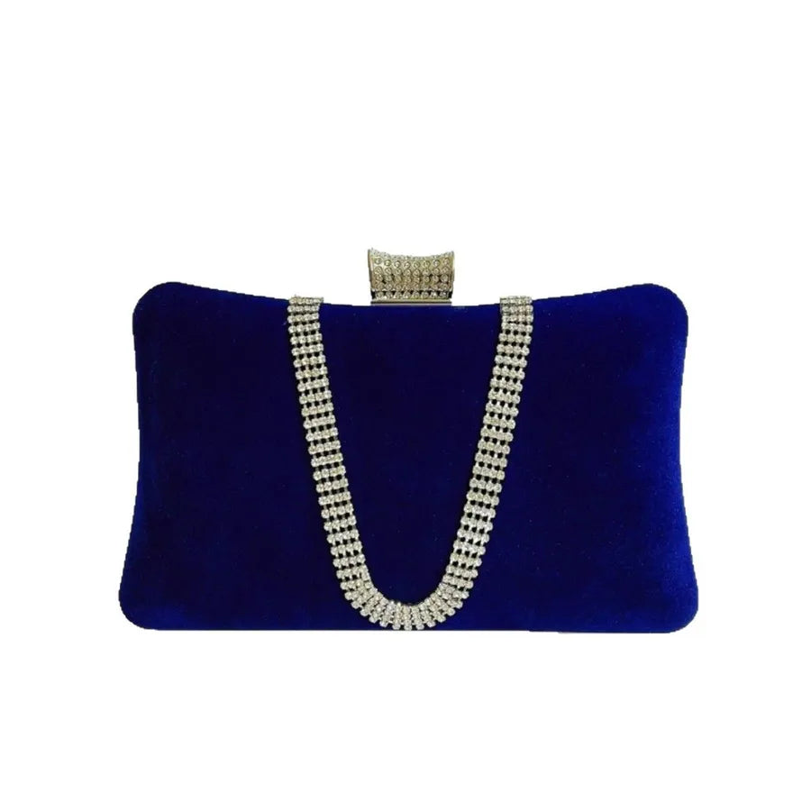 Velvet Evening Bag Handbag Small Fragrance Style Fashion Single Shoulder Women's Bag For Banquet Party Diamond Embellished