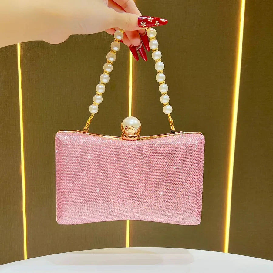 Elegant Evening Clutch Bag Fashionable Chain Handbag Wedding Maid Of Honor Dress Bag Square Polyester Beaded Shiny Sequins