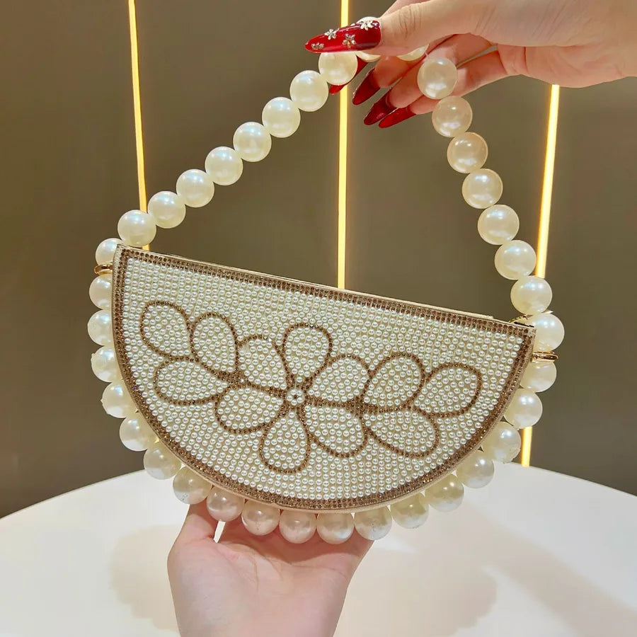 Elegant Evening Bag Women's Handbag Beaded Crystal Clutch French Style Dress Handheld Crossbody Ball Gown Satchel Oval Shape