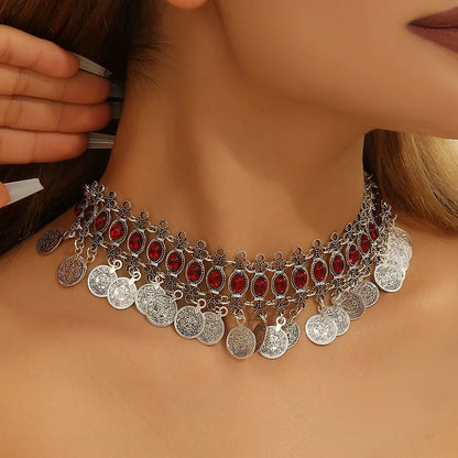 Exaggerated Bohemian Ethnic Style Headwear Necklace Two-In-One Vintage Jewelry Hairband Travel Photography Accessories For Women