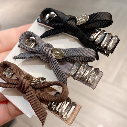 Elegant Retro Plaid Butterfly Knot Hair Clip Women's Diamond Rhinestone Side Bangs Hair Clamp Casual Style Hair Accessories