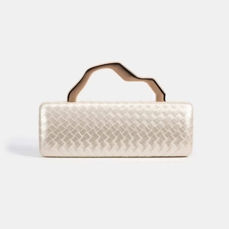 Fashionable PU Gold Shaped Clutch Bag Single Shoulder Crossbody For Evening Party Square Bag Chain Element Ladies Purse