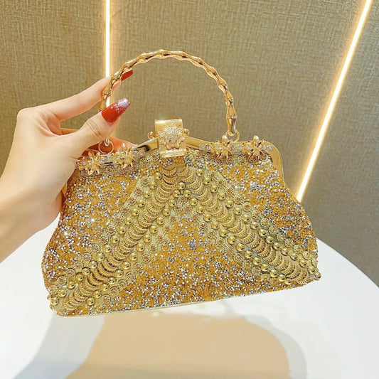 New Diamond Embedded Handbag Evening Dress Bag Ball Elegance Lady Clutch Crossbody PVC Pillow Shape Fashion Shoulder Strap