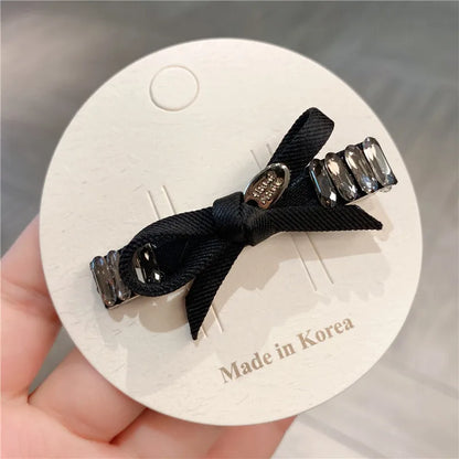 Elegant Retro Plaid Butterfly Knot Hair Clip Women's Diamond Rhinestone Side Bangs Hair Clamp Casual Style Hair Accessories