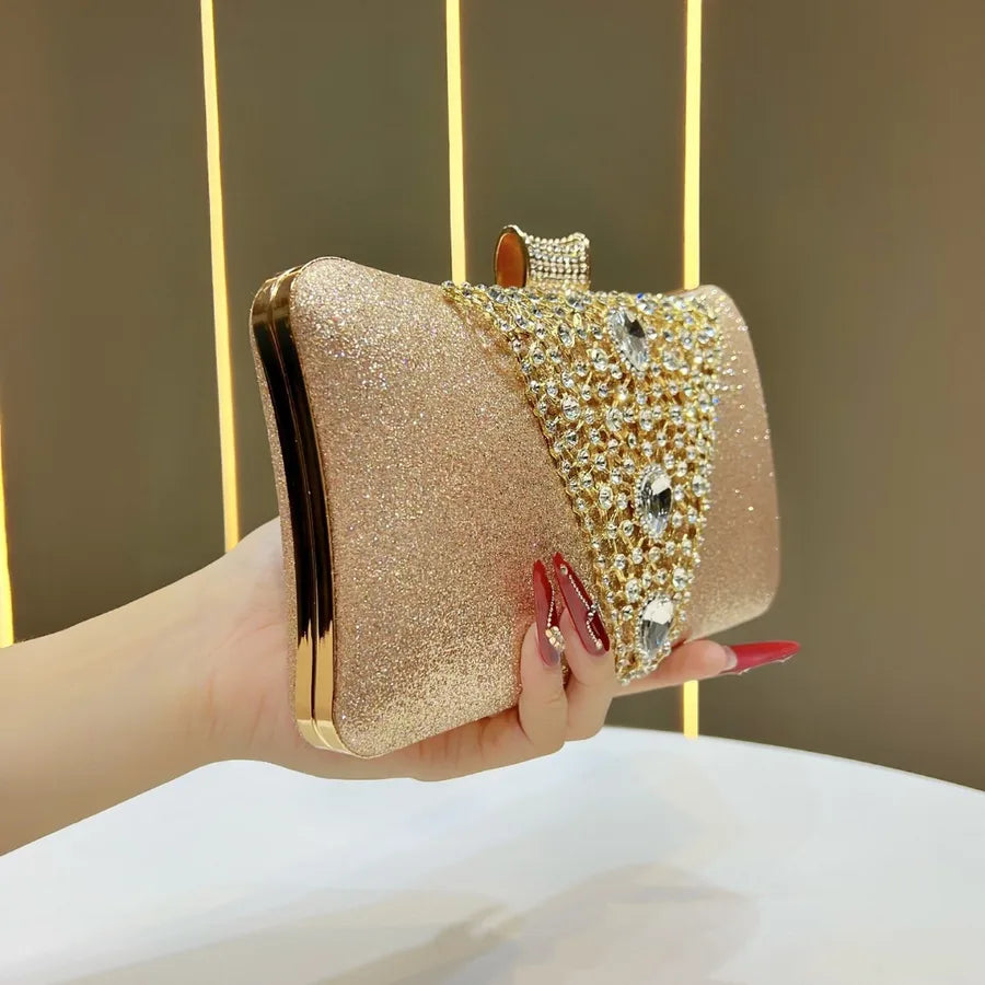 New  Dinner Bag Diamond Embedded Ladies Handbag Evening Gown Chain Crossbody Handheld Women's Bag