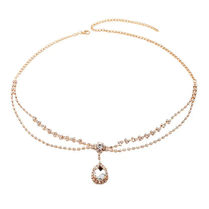 Fashionable Wedding Hair Accessories Rhinestone Hair Chain Diamond forehead Bracelet Bride Alloy Geometric Pattern Headwear