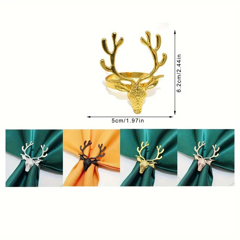 Fashionable Electroplated Christmas Deer Head Sacrificial Festival Sheep Head Bull Head Iron Napkin Rings  Style