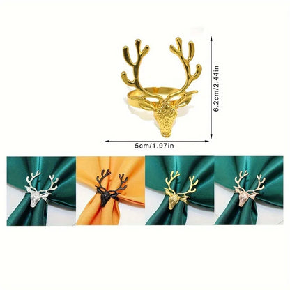 Fashionable Electroplated Christmas Deer Head Sacrificial Festival Sheep Head Bull Head Iron Napkin Rings  Style