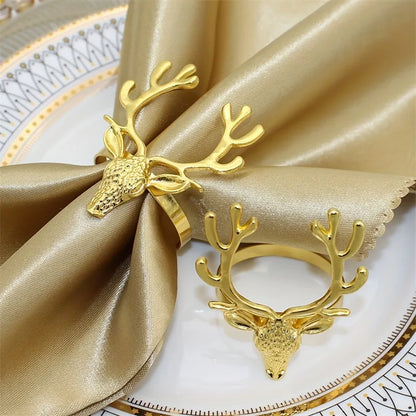 Fashionable Electroplated Christmas Deer Head Sacrificial Festival Sheep Head Bull Head Iron Napkin Rings  Style