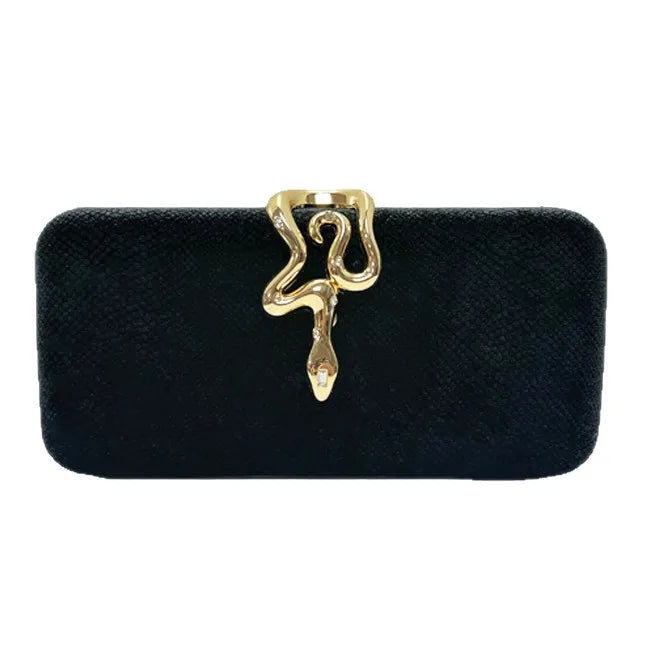 Fashionable Velvet Clutch Bag With Snake Lock For Dinner Party Versatile Crossbody Bag Elegant Evening Handbag Women's Purse