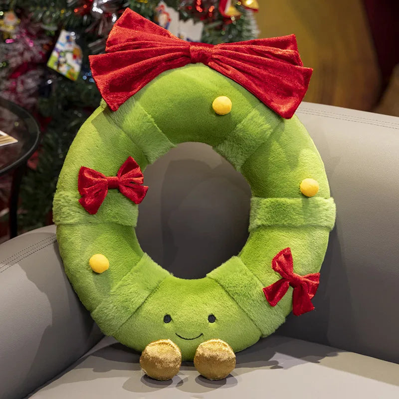 Christmas Decorative Cushion Santa Claus Toy Apple Peaceful Fruit Christmas wreath Cushion Gingerbread Man Cartoon Style