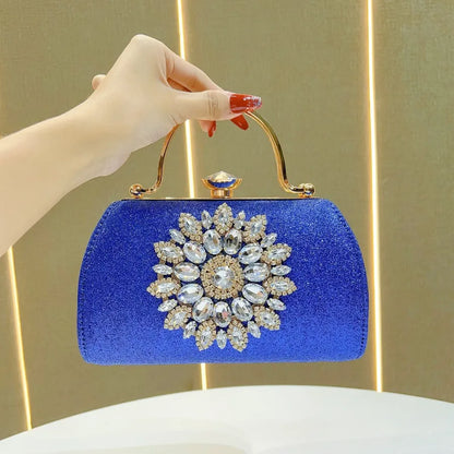 New European Style Water Diamond Embedded Women's Sunflower Evening Bag Shoulder Crossbody Bag For Women Square PVC Handbag