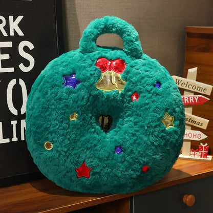 Christmas Decorative Cushion Santa Claus Toy Apple Peaceful Fruit Christmas wreath Cushion Gingerbread Man Cartoon Style