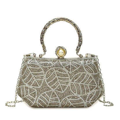 Fashionable Diamond Embedded Retro Evening Bag Women's Crossbody Chain Box Bag Special Shape Material Box Style Single Shoulder Strap