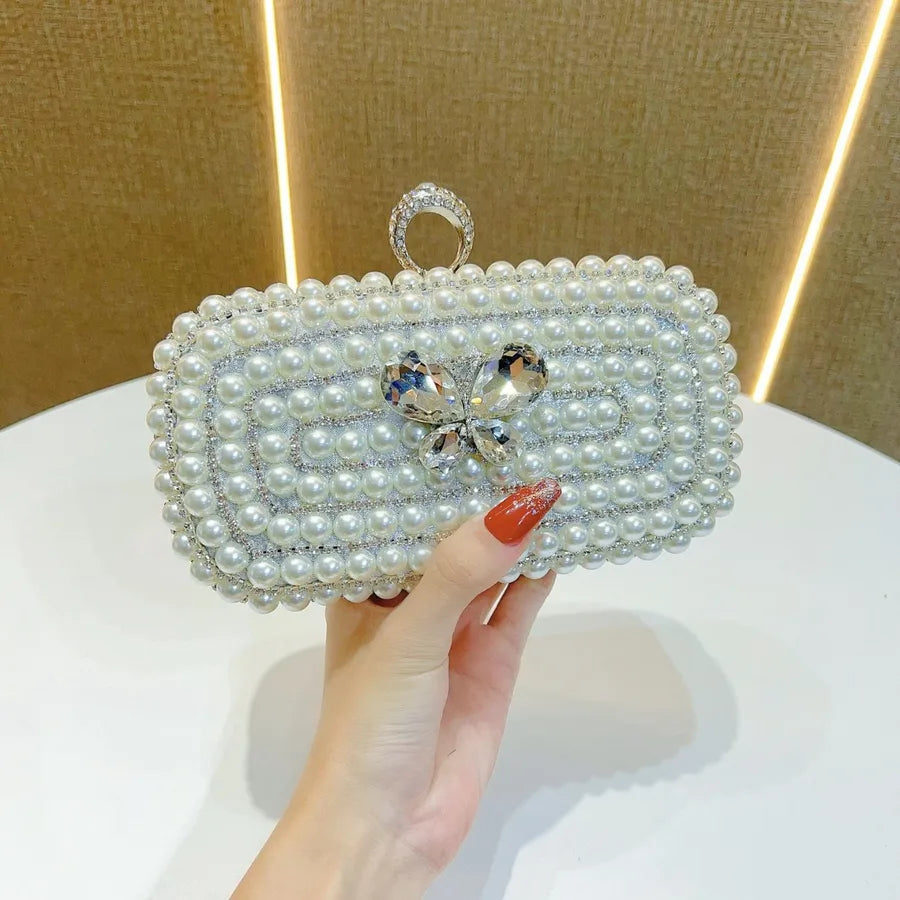 New Large Capacity Diamond Embedded Clutch Bag Fashionable Pearl Evening Bag For Parties And Dinners Ladies Handbag
