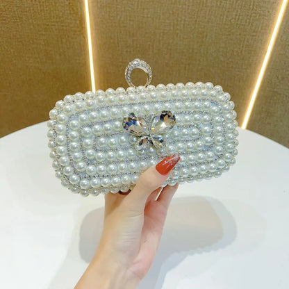 New Large Capacity Diamond Embedded Clutch Bag Fashionable Pearl Evening Bag For Parties And Dinners Ladies Handbag