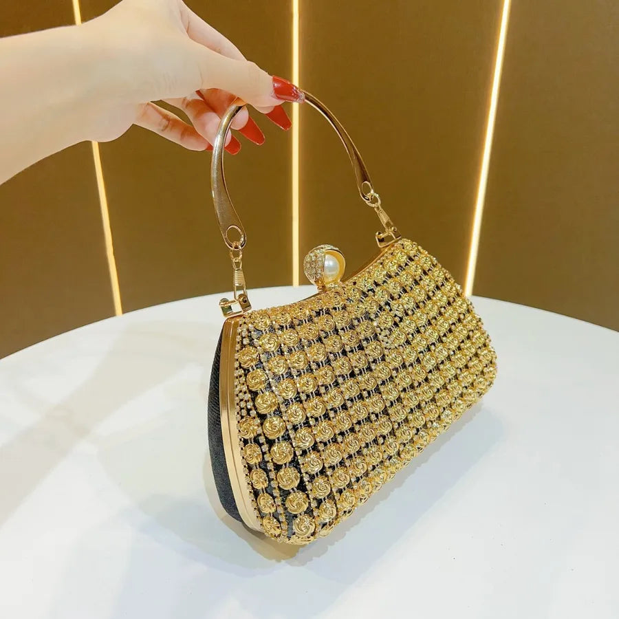 Retro Chinese Style Diamond Embedded High-End Sensation Wedding Handbag Women's Evening Dress Bag Cheongsam Clutch Bag