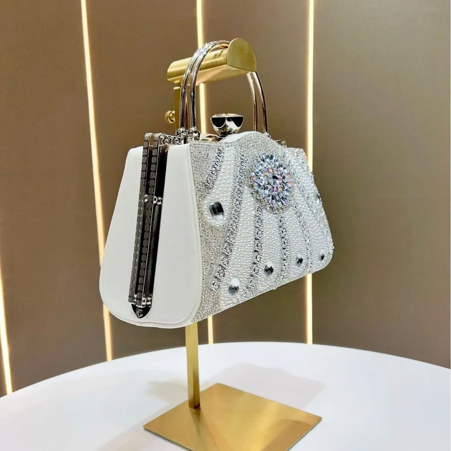 New Elegant Large Capacity Women's Bag Luxury Crossbody Dinner Bag KTV Princess Versatile Square Bag Fashion Lock Buckle Diamond