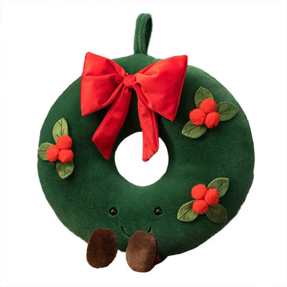 Christmas Decorative Cushion Santa Claus Toy Apple Peaceful Fruit Christmas wreath Cushion Gingerbread Man Cartoon Style