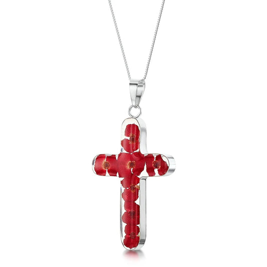Poppy cross necklace by Shrieking Violet® Sterling silver Large Cross pendant