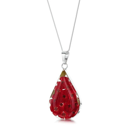 Poppy necklace by Shrieking Violet® Sterling silver large teardrop pendant