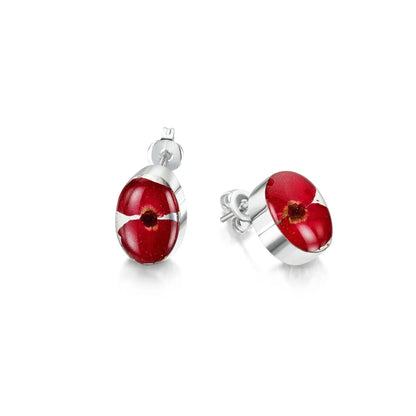 Poppy stud earrings by Shrieking Violet® Sterling silver  | Handmade with Real Flowers