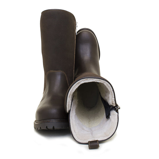 Quebec Waterproof Zip-up Fur Lined Boots - Brown