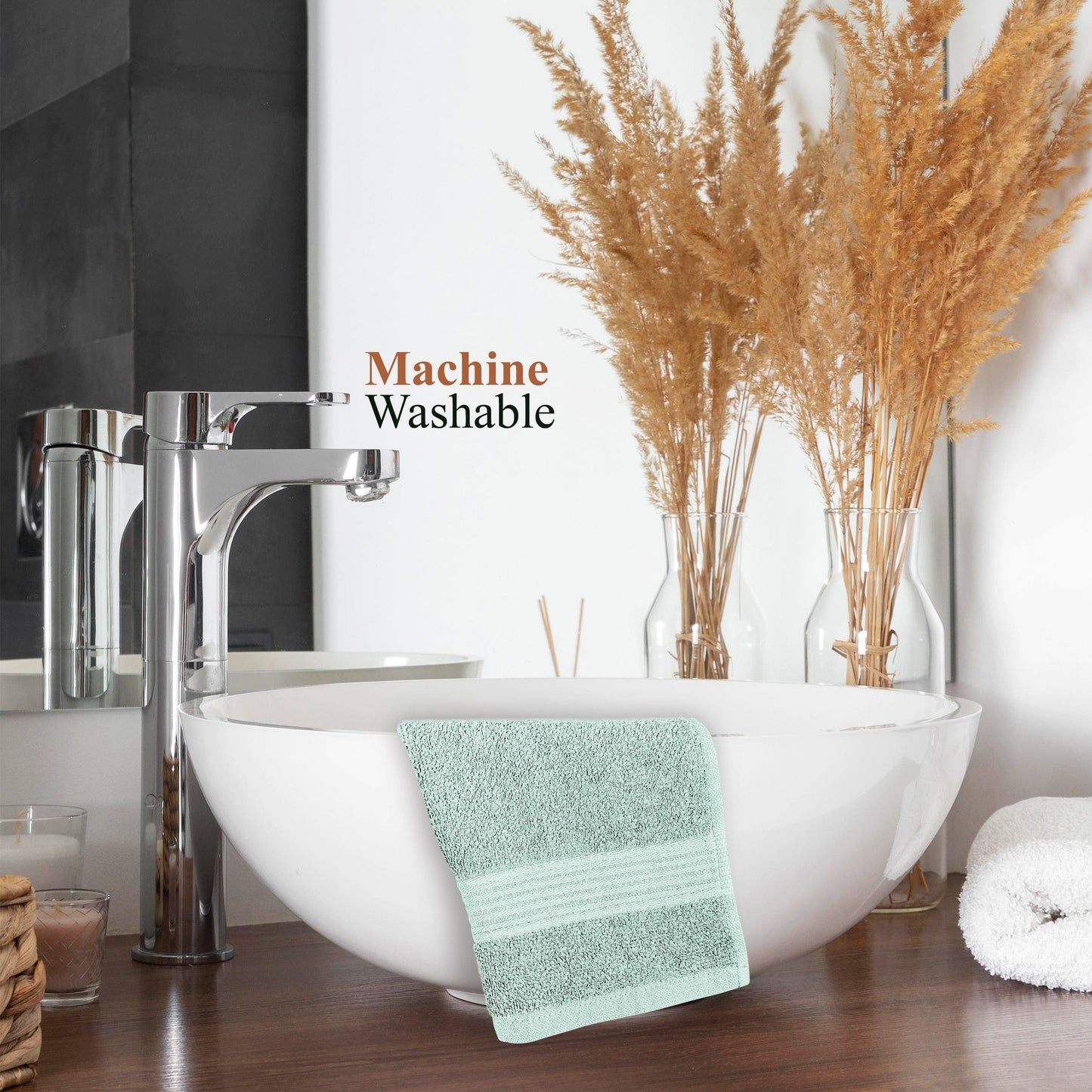 Rhodes Towel Seafoam 100% Cotton Hotel Quality Soft Super Absorbent Hand Bath Towels, Sheets & Face Cloths by OLIVIA ROCCO