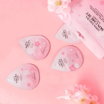 LAIKOU Sakura Skin Care Set 2g Deep Cleansing Cleanser Moisturizing Toner Repairing Lotion Anti-aging Face Cream Face Care 4 Pcs