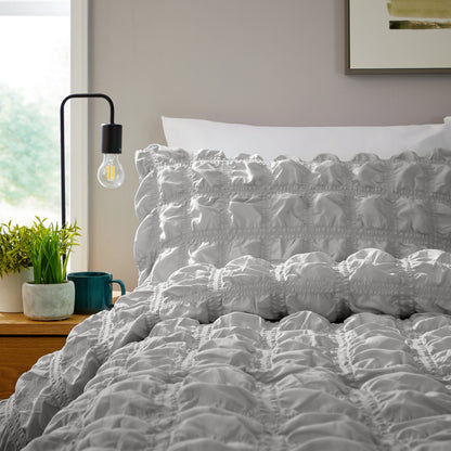 Soho Grey Microfibre Duvet Cover Set with Pillowcases Quilted Super Soft Easy Care Bedding Bed Linen Set by OLIVIA ROCCO