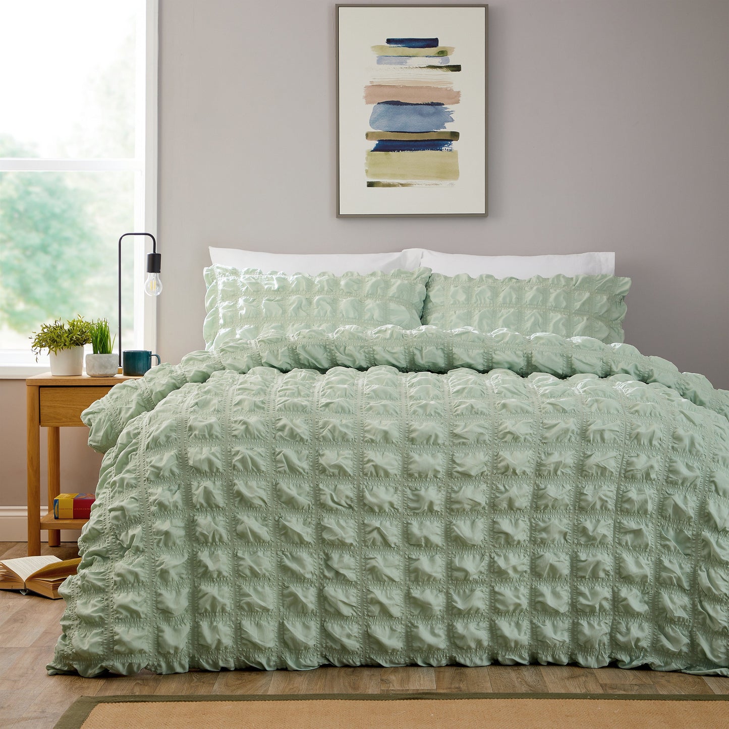 OLIVIA ROCCO Textured Pintuck Ruffles Pleated Microfibre Duvet Cover Sets with Pillowcases Soft Breathable Easy Care Bedding Set Quilt Covers