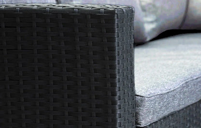 Stockholm 6 Seater Black Rattan Corner Garden Dining and Lounge Set