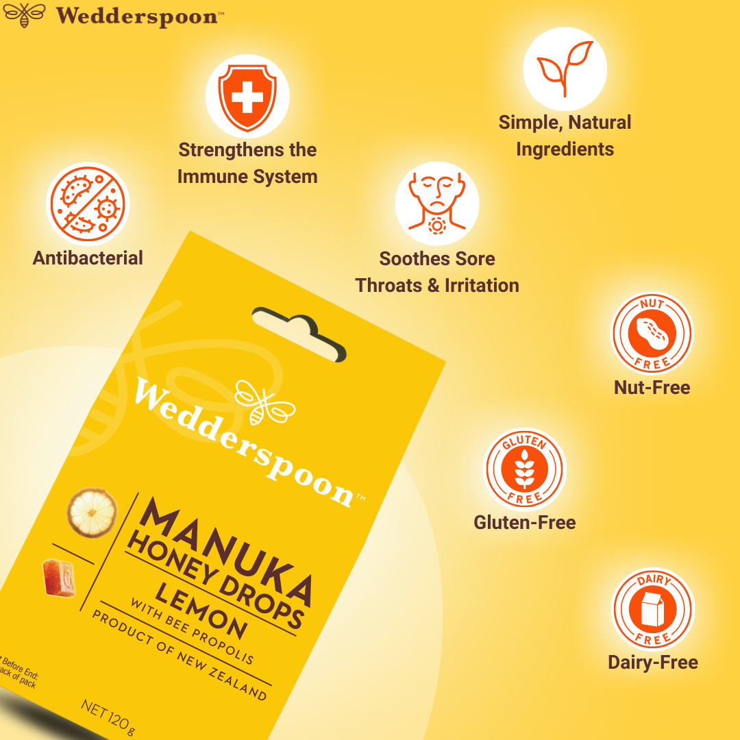 Wedderspoon Manuka Honey Drops Lemon Eucalyptus 20 Pack