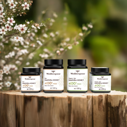 Wedderspoon Raw Organic Manuka Honey 400 MGO (500g) – Unpasteurised High Potency