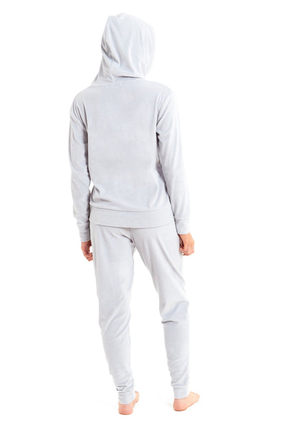 Women's Hooded Velour Lounge Set with Zipped Top and Elasticated Waistband Comfortable Stretchable Nightwear UK Sizes 8-22 by Daisy Dreamer