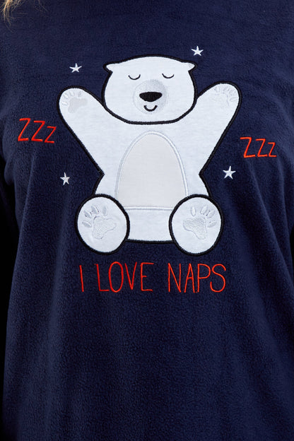 Women's Polar Bear Fleece Pyjama Set Soft Warm Winter Sleepwear Festive Christmas Gift Nightwear by Daisy Dreamer
