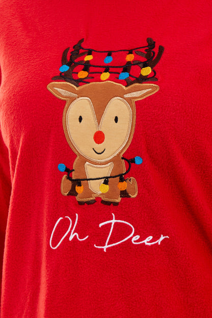 Women's Polar Fleece Pyjama Set with Festive Reindeer Pattern Ultra-Soft Winter Nights and Christmas Gifts Loungewear by Daisy Dreamer